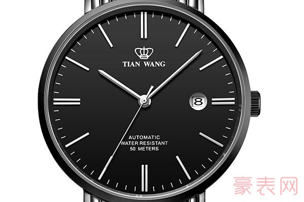 天王表Twinkle系列钢带机械男士手表表盘