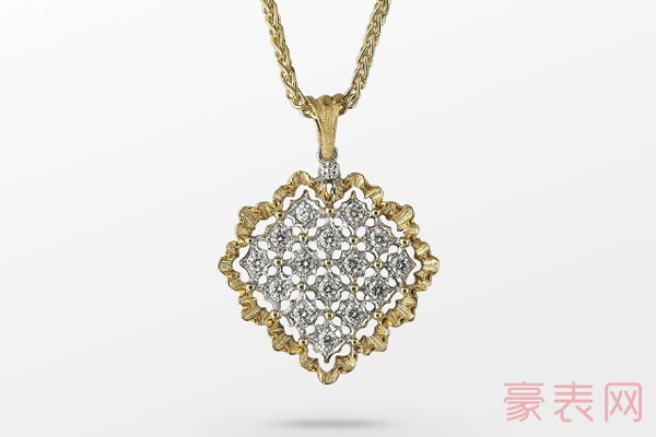 Buccellati布契拉提Hearts系列Ghirlanda心形黄金钻石吊坠项链展示图